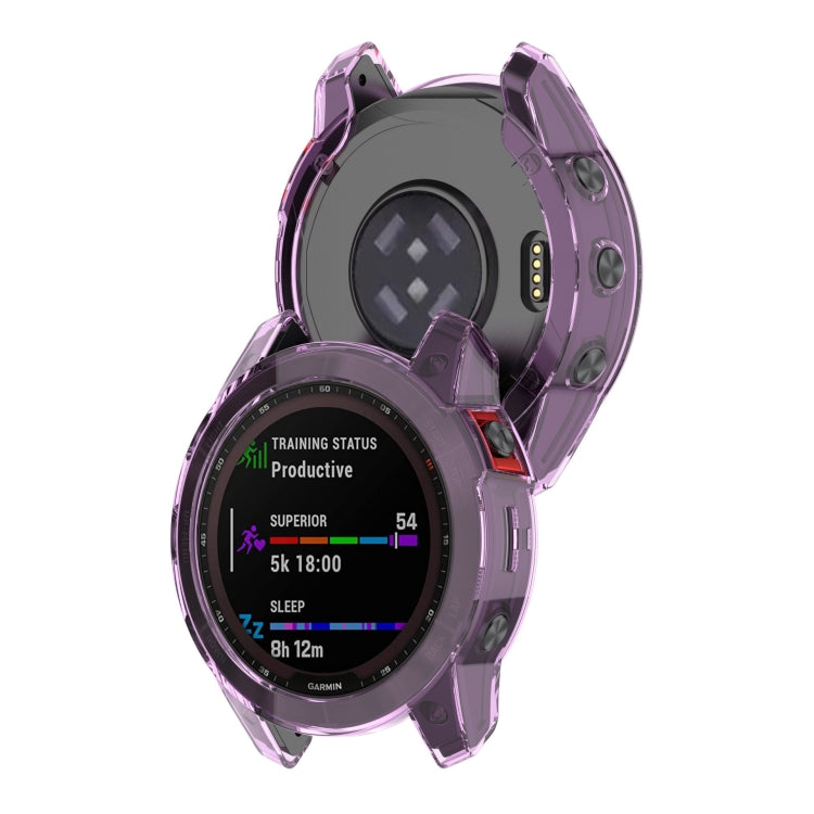 For Garmin Epix Pro 42mm Half-Package TPU Watch Protective Case(Transparent Purple) - Watch Cases by PMC TechLife | Online Shopping South Africa | PMC TechLife | Buy Now Pay Later Mobicred