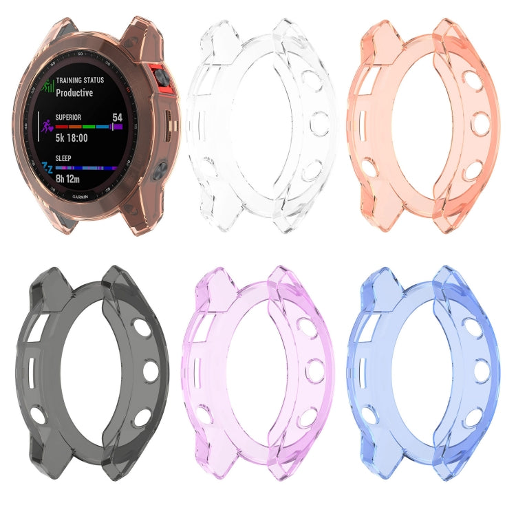 For Garmin Fenix 7X Pro Half-Package TPU Watch Protective Case(Transparent Black) - Watch Cases by PMC TechLife | Online Shopping South Africa | PMC TechLife | Buy Now Pay Later Mobicred
