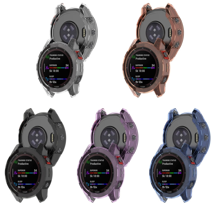 For Garmin Fenix 7 Pro Half-Package TPU Watch Protective Case(Transparent Blue) - Watch Cases by PMC TechLife | Online Shopping South Africa | PMC TechLife | Buy Now Pay Later Mobicred