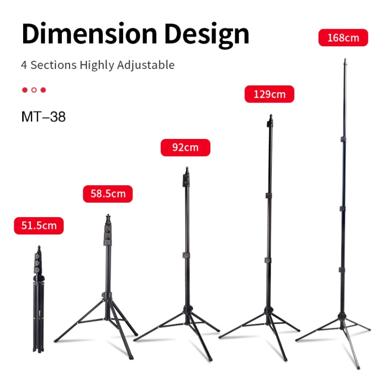 JMARY MT38 Travel Tripod Phone Holder 1.68m Telescopic Vlogging Camera Mount Tripod Stand - Tripods by Jmary | Online Shopping South Africa | PMC TechLife | Buy Now Pay Later Mobicred