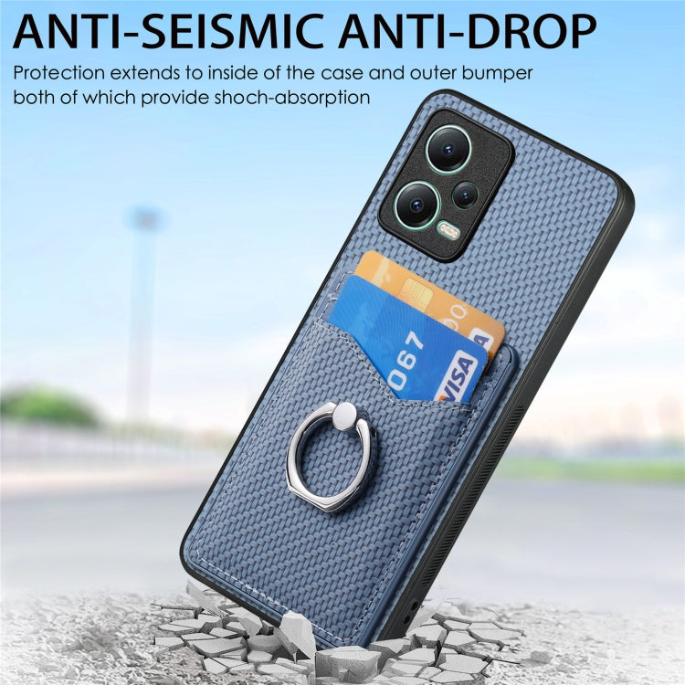 For Xiaomi 13 Lite Carbon Fiber Card Wallet Ring Holder Phone Case(Blue) - 13 Lite Cases by PMC Jewellery | Online Shopping South Africa | PMC Jewellery | Buy Now Pay Later Mobicred