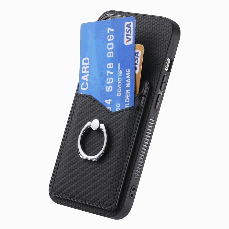 For Xiaomi Redmi Note 12 5G Carbon Fiber Card Wallet Ring Holder Phone Case(Black) - Xiaomi Cases by PMC TechLife | Online Shopping South Africa | PMC TechLife | Buy Now Pay Later Mobicred
