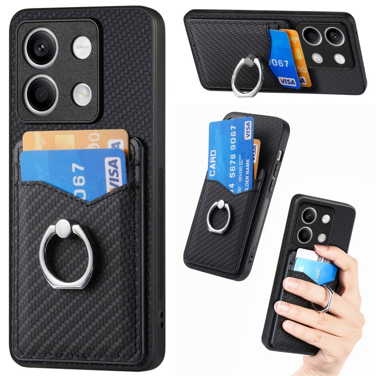 For Xiaomi Redmi Note 13 Carbon Fiber Card Wallet Ring Holder Phone Case(Black) - Xiaomi Cases by PMC TechLife | Online Shopping South Africa | PMC TechLife | Buy Now Pay Later Mobicred