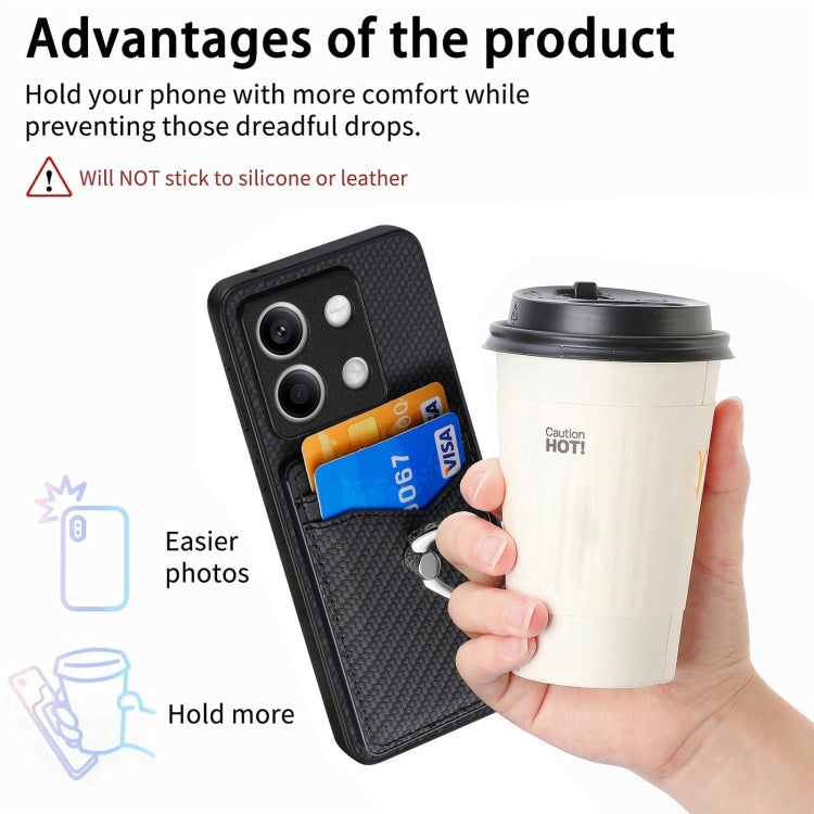 For Xiaomi Redmi Note 13 Carbon Fiber Card Wallet Ring Holder Phone Case(Black) - Xiaomi Cases by PMC TechLife | Online Shopping South Africa | PMC TechLife | Buy Now Pay Later Mobicred