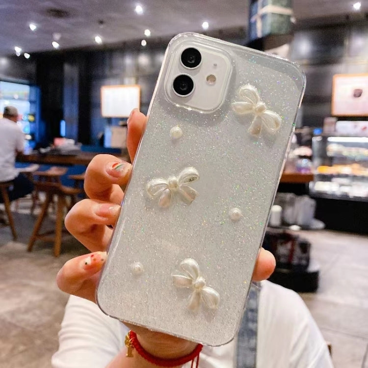 For iPhone 16 Plus Pearl Bow Glitter Epoxy TPU Phone Case(Cross Knots) - iPhone 16 Plus Cases by PMC TechLife | Online Shopping South Africa | PMC TechLife | Buy Now Pay Later Mobicred