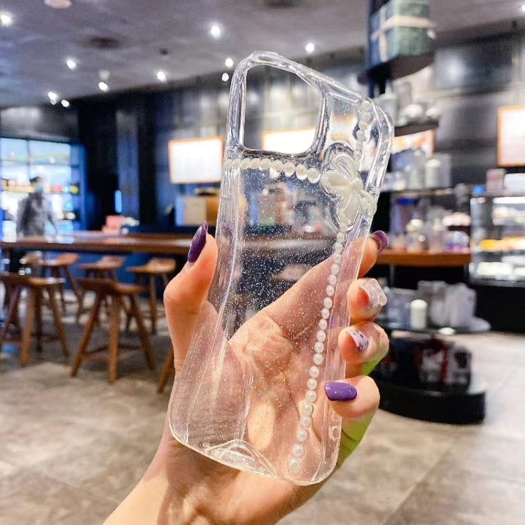For iPhone 16 Plus Pearl Bow Glitter Epoxy TPU Phone Case(Cross Knots) - iPhone 16 Plus Cases by PMC TechLife | Online Shopping South Africa | PMC TechLife | Buy Now Pay Later Mobicred