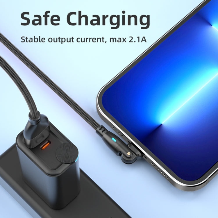 ENKAY 180 Degrees Rotating USB to 8 Pin Charging Data Cable with LED Light, Length:2m(Black) - free shipping - PMC Jewellery - Order now!