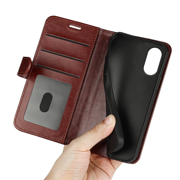 For Motorola Moto G Play 2024 R64 Texture Horizontal Flip Leather Phone Case(Brown) - Motorola Cases by PMC Jewellery | Online Shopping South Africa | PMC Jewellery | Buy Now Pay Later Mobicred