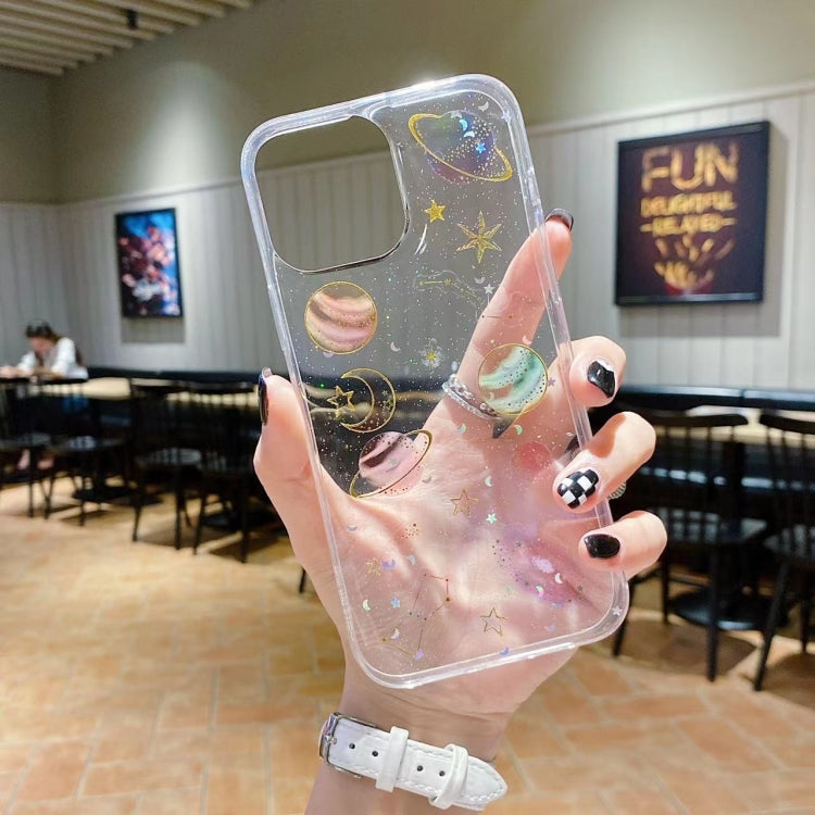 For iPhone 16e Cosmic Star Glitter Epoxy TPU Phone Case(Transparent) - iPhone 16e Cases by PMC TechLife | Online Shopping South Africa | PMC TechLife | Buy Now Pay Later Mobicred