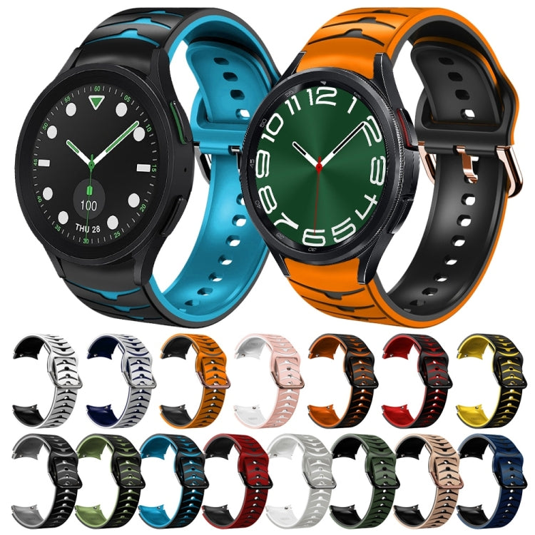 For Samsung Galaxy Watch 6 Classic 47mm Curved Texture Silicone Watch Band(Khaki+Black) - Watch Bands by PMC TechLife | Online Shopping South Africa | PMC TechLife