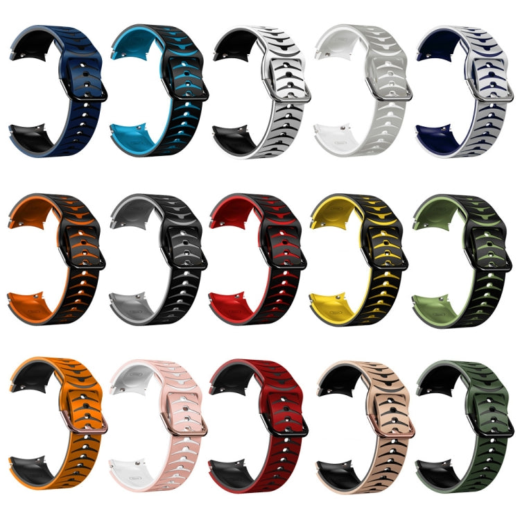 For Samsung Galaxy Watch 6 Classic 47mm Curved Texture Silicone Watch Band(Khaki+Black) - Watch Bands by PMC TechLife | Online Shopping South Africa | PMC TechLife