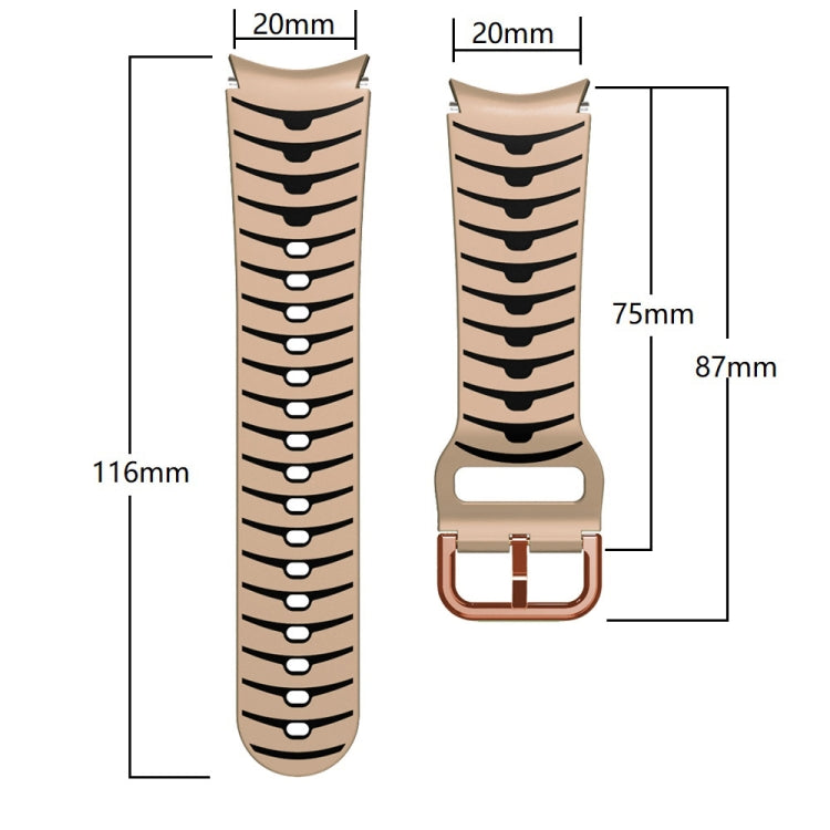 For Samsung Galaxy Watch 6 Classic 47mm Curved Texture Silicone Watch Band(Khaki+Black) - Watch Bands by PMC TechLife | Online Shopping South Africa | PMC TechLife