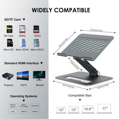 Wavlink UMD07 Adjustable Aluminum Ergonomic Portable Laptop Stand Type-C Docking Station - Laptop Stand by WAVLINK | Online Shopping South Africa | PMC Jewellery | Buy Now Pay Later Mobicred