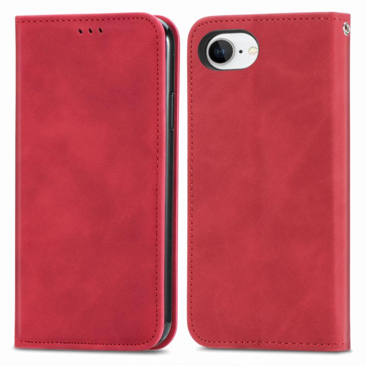 For iPhone 16e Retro Skin Feel Magnetic Flip Leather Phone Case(Red) - iPhone 16e Cases by PMC TechLife | Online Shopping South Africa | PMC TechLife | Buy Now Pay Later Mobicred