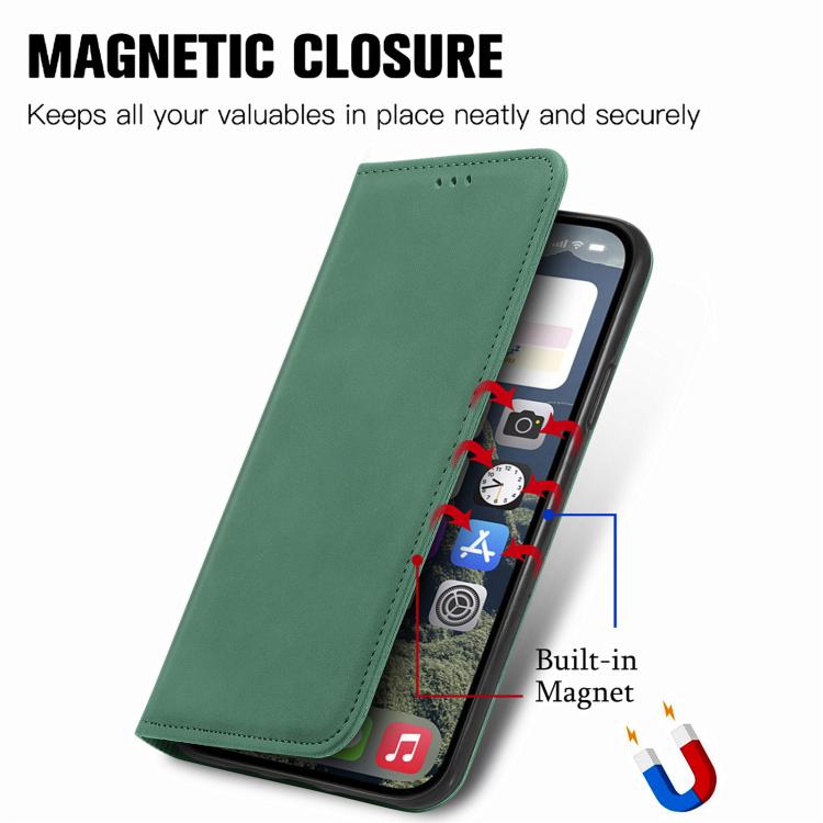 For iPhone 16e Retro Skin Feel Magnetic Flip Leather Phone Case(Green) - iPhone 16e Cases by PMC TechLife | Online Shopping South Africa | PMC TechLife | Buy Now Pay Later Mobicred