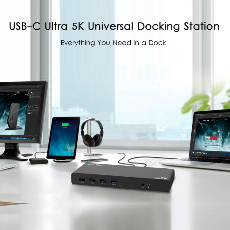 Wavlink UG69DK1 5K Type-C Dual Display USB 3.0 Video Gigabit Ethernet HDMI Docking Station, Plug:AU Plug - free shipping - PMC TechLife - Order now!