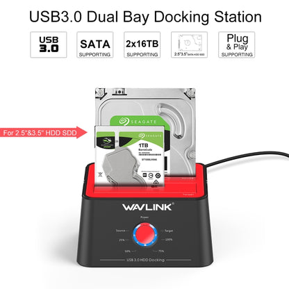 Wavlink ST334U SSD Dual Bay External Hard Drive Docking Station USB 3.0 to SATA I/II/III(AU Plug) - External Hard Drives by WAVLINK | Online Shopping South Africa | PMC Jewellery | Buy Now Pay Later Mobicred