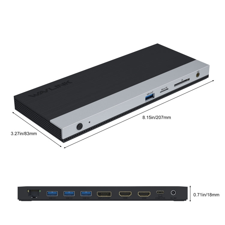 Wavlink UMD05 Display Port HDMI Port RJ45 Ethernet Triple Display MST Laptop Docking Station, Plug:US Plug -  by WAVLINK | Online Shopping South Africa | PMC Jewellery | Buy Now Pay Later Mobicred