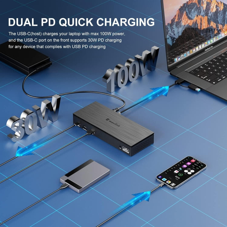 Wavlink UG69PD8 100W PD 18 in 1 Type-C Dock Compatible Type-C Universal Docking Station, Plug:EU Plug - free shipping - PMc TechLife - Order now!