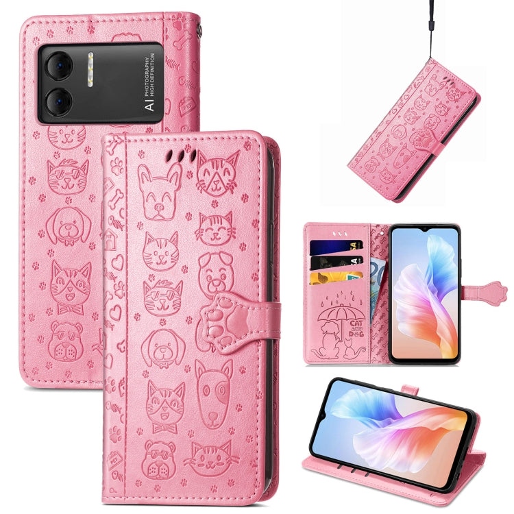 For DOOGEE X98 Pro / X98 Cat and Dog Embossed Leather Phone Case(Pink) - free shipping - PMC TechLife - Order now!