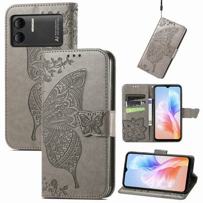 For DOOGEE X98 Pro / X98 Butterfly Love Flower Embossed Leather Phone Case(Grey) - Doogee Cases by PMC Jewellery | Online Shopping South Africa | PMC Jewellery | Buy Now Pay Later Mobicred