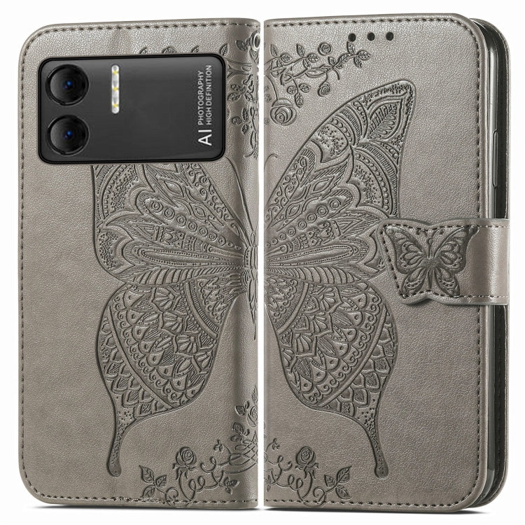 For DOOGEE X98 Pro / X98 Butterfly Love Flower Embossed Leather Phone Case(Grey) - Doogee Cases by PMC Jewellery | Online Shopping South Africa | PMC Jewellery | Buy Now Pay Later Mobicred