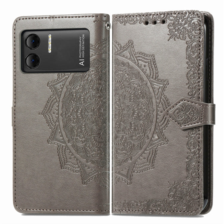For DOOGEE X98 Pro / X98 Mandala Flower Embossed Leather Phone Case(Grey) - Doogee Cases by PMC Jewellery | Online Shopping South Africa | PMC Jewellery | Buy Now Pay Later Mobicred