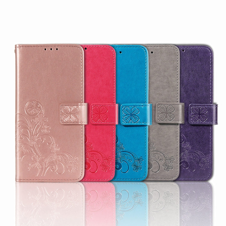 For DOOGEE X98 Pro / X98 Four-leaf Clasp Embossed Buckle Leather Phone Case(Rose Gold) - Doogee Cases by PMC TechLife | Online Shopping South Africa | PMC TechLife | Buy Now Pay Later Mobicred