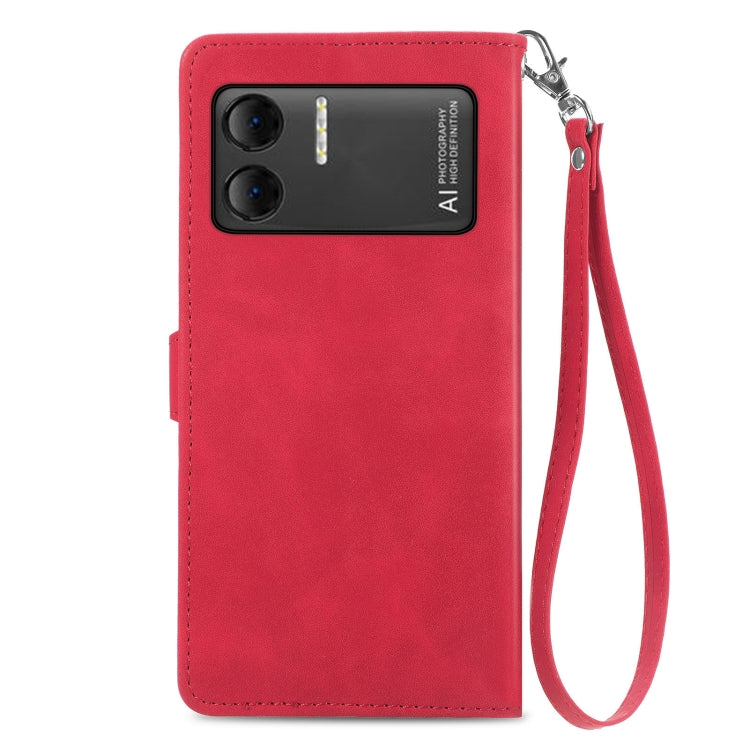 For DOOGEE X98 Pro / X98 Embossed Flower Zipper Leather Phone Case(Red) - Doogee Cases by PMC Jewellery | Online Shopping South Africa | PMC Jewellery | Buy Now Pay Later Mobicred