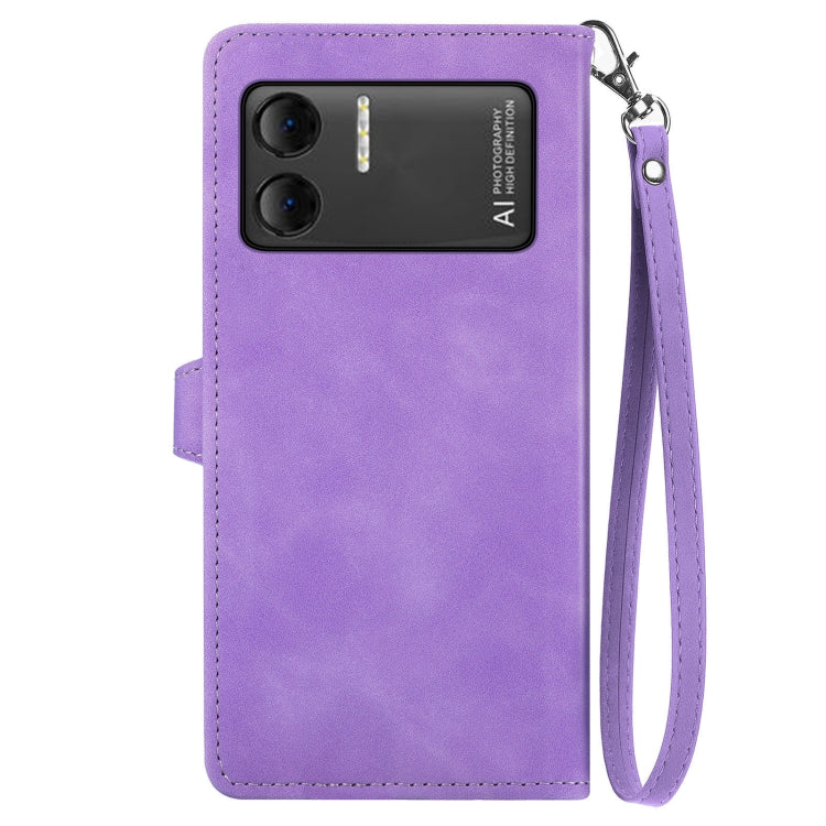 For DOOGEE X98 Pro / X98 Embossed Flower Zipper Leather Phone Case(Purple) - Doogee Cases by PMC TechLife | Online Shopping South Africa | PMC TechLife | Buy Now Pay Later Mobicred