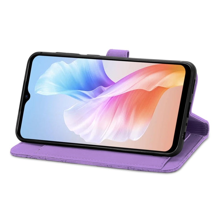 For DOOGEE X98 Pro / X98 Embossed Flower Zipper Leather Phone Case(Purple) - Doogee Cases by PMC TechLife | Online Shopping South Africa | PMC TechLife | Buy Now Pay Later Mobicred