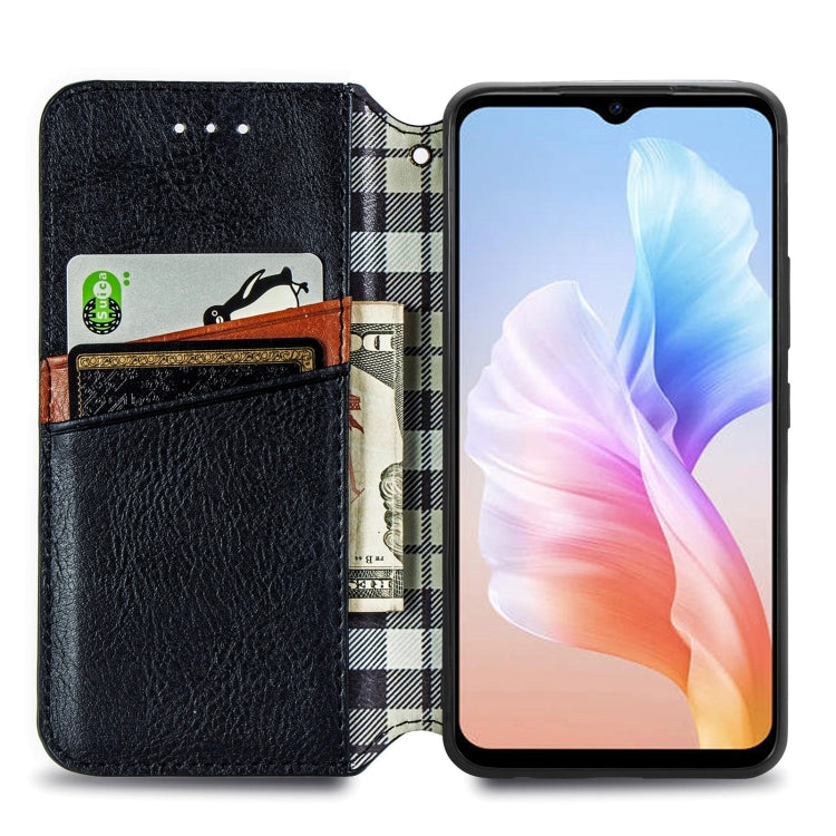 For DOOGEE X98 Pro / X98 Cubic Grid Pressed Magnetic Leather Phone Case(Black) - Doogee Cases by PMC Jewellery | Online Shopping South Africa | PMC Jewellery | Buy Now Pay Later Mobicred