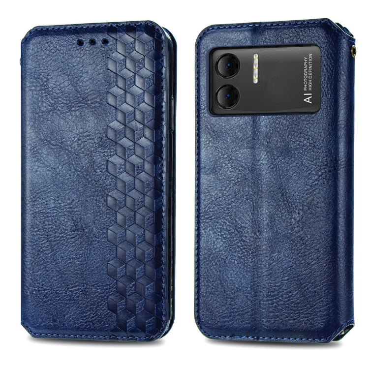 For DOOGEE X98 Pro / X98 Cubic Grid Pressed Magnetic Leather Phone Case(Bule) - Doogee Cases by PMC TechLife | Online Shopping South Africa | PMC TechLife | Buy Now Pay Later Mobicred