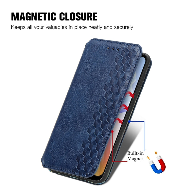 For DOOGEE X98 Pro / X98 Cubic Grid Pressed Magnetic Leather Phone Case(Bule) - Doogee Cases by PMC TechLife | Online Shopping South Africa | PMC TechLife | Buy Now Pay Later Mobicred
