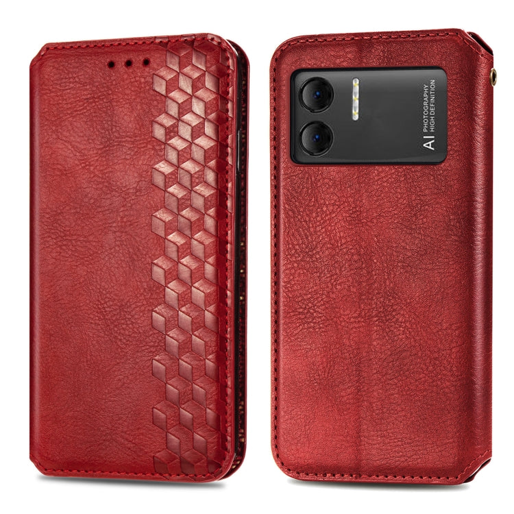 For DOOGEE X98 Pro / X98 Cubic Grid Pressed Magnetic Leather Phone Case(Red) - Doogee Cases by PMC Jewellery | Online Shopping South Africa | PMC Jewellery | Buy Now Pay Later Mobicred