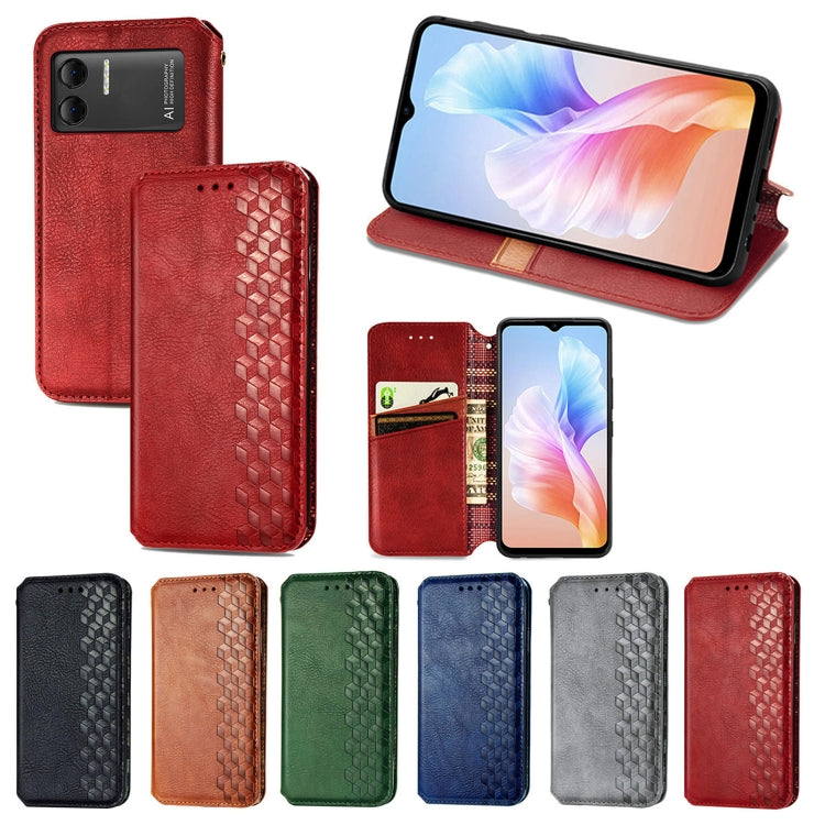 For DOOGEE X98 Pro / X98 Cubic Grid Pressed Magnetic Leather Phone Case(Green) - Doogee Cases by PMC TechLife | Online Shopping South Africa | PMC TechLife | Buy Now Pay Later Mobicred