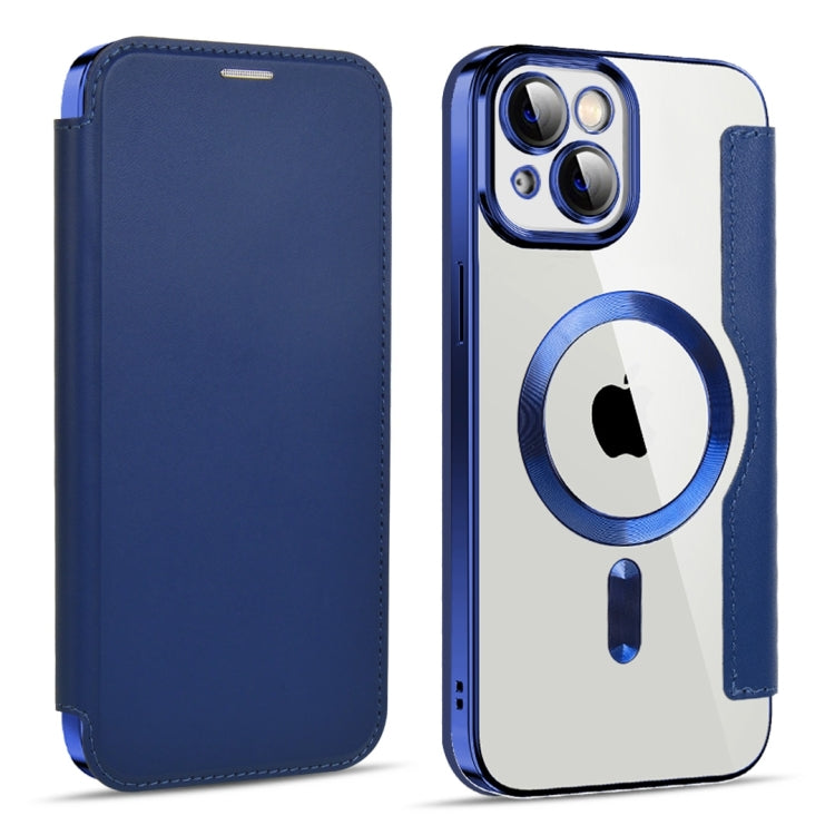 For iPhone 15 MagSafe Magnetic RFID Anti-theft Leather Phone Case(Dark Blue) - iPhone 15 Cases by PMC Jewellery | Online Shopping South Africa | PMC Jewellery
