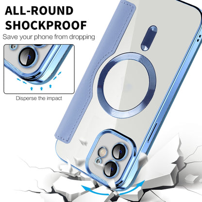 For iPhone 16 Pro Max Shield Magsafe RFID Anti-theft Rhombus Leather Phone Case(Blue) - iPhone 16 Pro Max Cases by PMC Jewellery | Online Shopping South Africa | PMC Jewellery | Buy Now Pay Later Mobicred