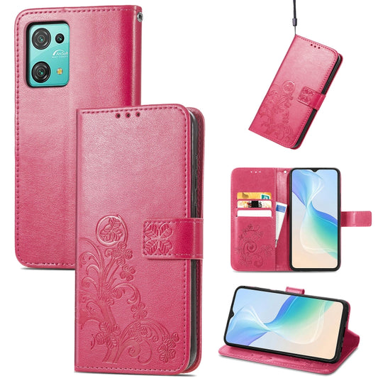 For Blackview Oscal C30 Pro Four-leaf Clasp Embossed Buckle Leather Phone Case(Magenta) - More Brand by PMC Jewellery | Online Shopping South Africa | PMC Jewellery