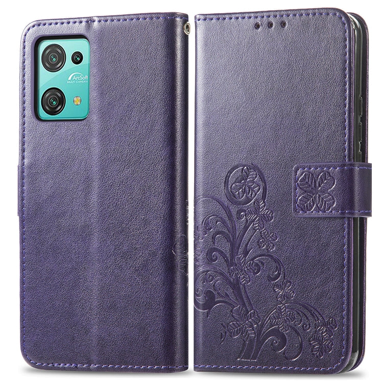 For Blackview Oscal C30 Pro Four-leaf Clasp Embossed Buckle Leather Phone Case(Purple) - More Brand by PMC TechLife | Online Shopping South Africa | PMC TechLife