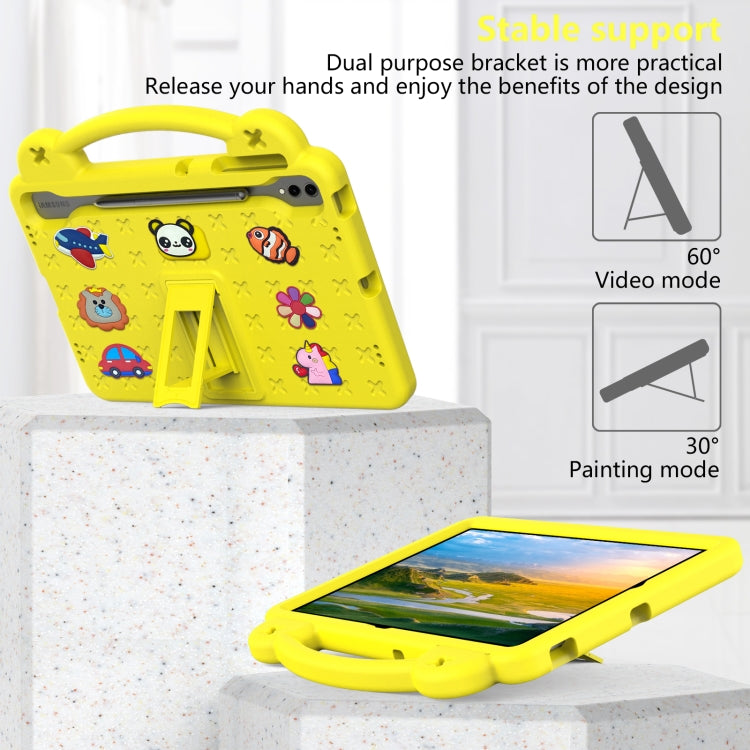 For Samsung Galaxy Tab S9 FE+ 12.4 X610N Handle Kickstand Children EVA Shockproof Tablet Case(Yellow) - Galaxy Tab S9 FE+ by PMC TechLife | Online Shopping South Africa | PMC TechLife