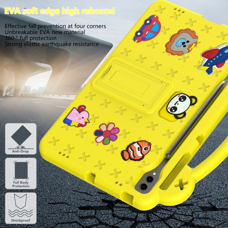 For Samsung Galaxy Tab S9 FE+ 12.4 X610N Handle Kickstand Children EVA Shockproof Tablet Case(Yellow) - Galaxy Tab S9 FE+ by PMC TechLife | Online Shopping South Africa | PMC TechLife