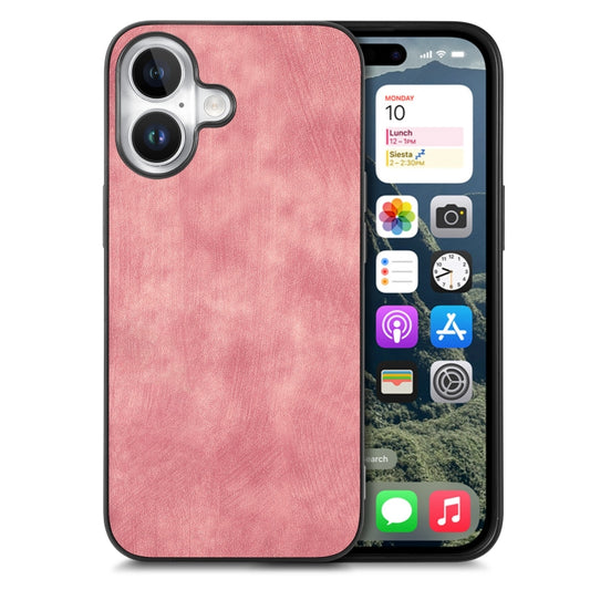 For iPhone 16 Vintage Leather PC Back Cover Phone Case(Pink) - iPhone 16 Cases by PMC Jewellery | Online Shopping South Africa | PMC Jewellery | Buy Now Pay Later Mobicred