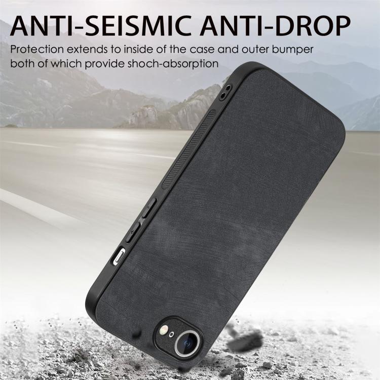 For iPhone 16e Vintage Leather PC Back Cover Phone Case(Black) - iPhone 16e Cases by PMC TechLife | Online Shopping South Africa | PMC TechLife | Buy Now Pay Later Mobicred
