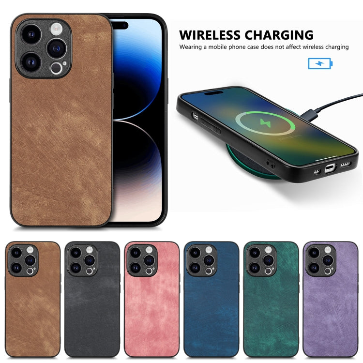 For iPhone 16e Vintage Leather PC Back Cover Phone Case(Brown) - iPhone 16e Cases by PMC TechLife | Online Shopping South Africa | PMC TechLife | Buy Now Pay Later Mobicred