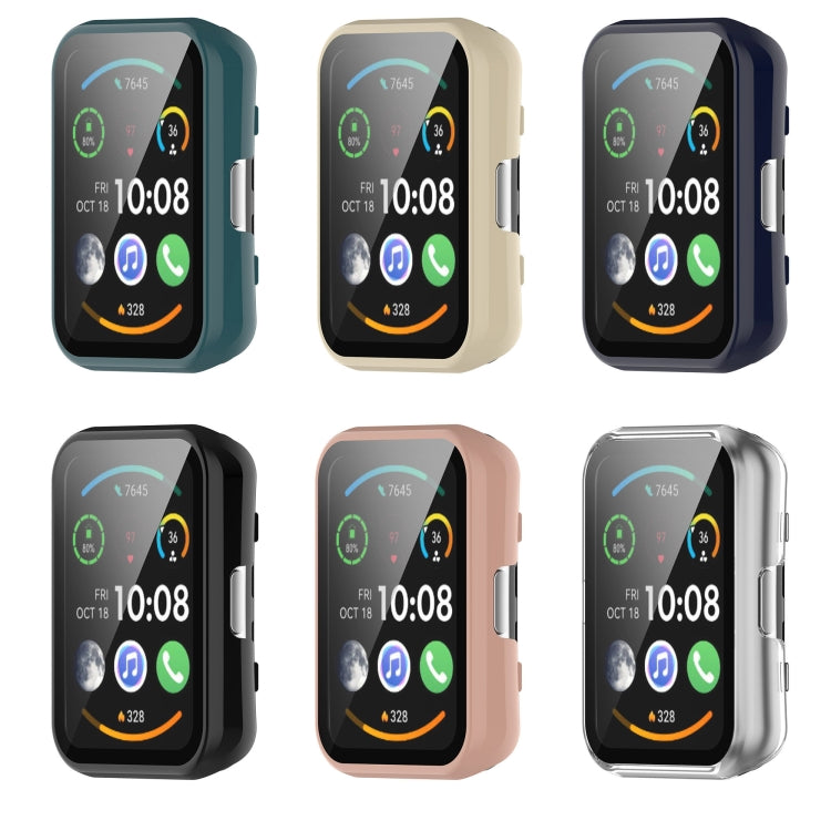 For Huawei Watch Fit New PC + 9H Tempered Film Integrated Watch Protective Case(Black) - Watch Cases by PMC TechLife | Online Shopping South Africa | PMC TechLife | Buy Now Pay Later Mobicred