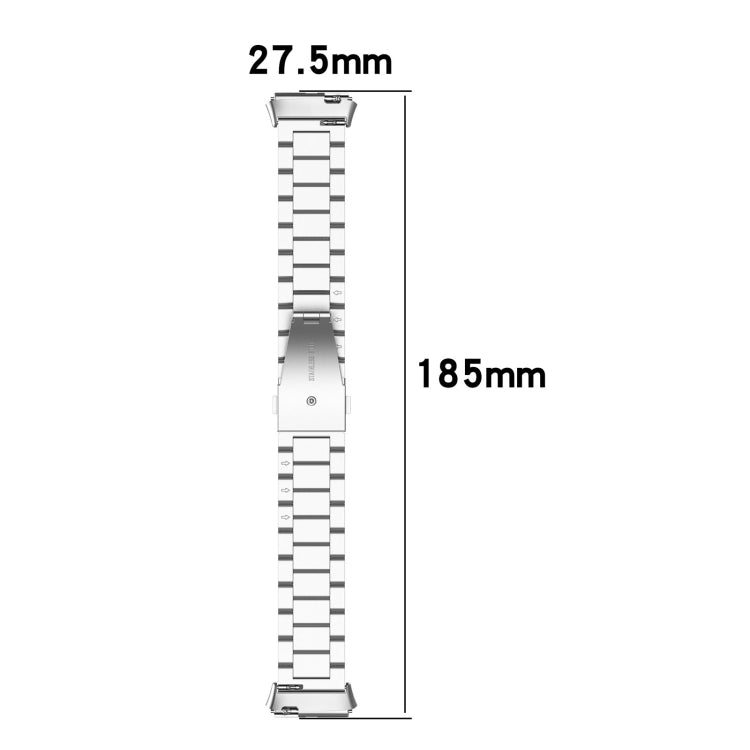 For Redmi Watch 3 Active Three Bead Stainless Steel Metal Watch Band(Silver) - Watch Bands by PMC TechLife | Online Shopping South Africa | PMC TechLife