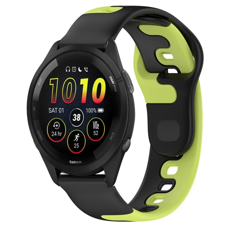 For Garmin Forerunner 265 22mm Double Color Silicone Watch Band(Black+Green) - Watch Bands by PMC TechLife | Online Shopping South Africa | PMC TechLife | Buy Now Pay Later Mobicred
