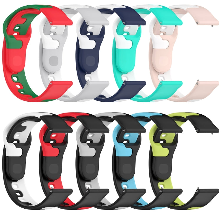 For Garmin Forerunner 265 22mm Double Color Silicone Watch Band(Black+Green) - Watch Bands by PMC TechLife | Online Shopping South Africa | PMC TechLife | Buy Now Pay Later Mobicred