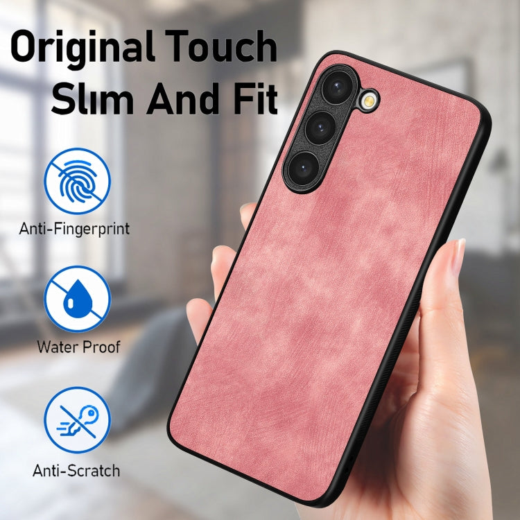 For Samsung Galaxy S21 FE 5G Vintage Leather PC Back Cover Phone Case(Pink) - Galaxy Phone Cases by PMC TechLife | Online Shopping South Africa | PMC TechLife
